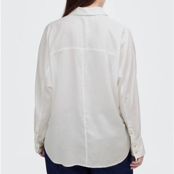 Madewell Relaxed Dolman Button-Up Shirt WMNS XS White Natural Undyed Long Sleeve - Picture 2 of 9